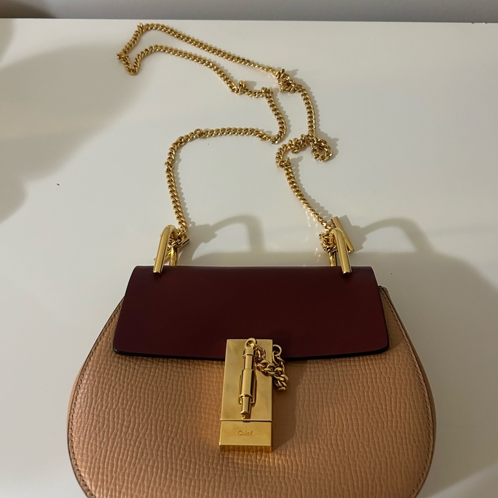 Authentic Chloe Burgundy and Tan Crossbody Bag - Picture 3 of 5